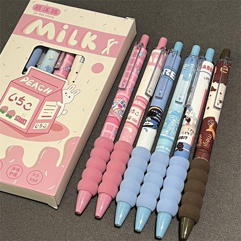 6 шт./набор Милая мультяшная гелевая ручка Корейская мода Милые ручки-шарики с котятами для студентки 0,5 мм Ручка с черными чернилами Школьные принадлежности