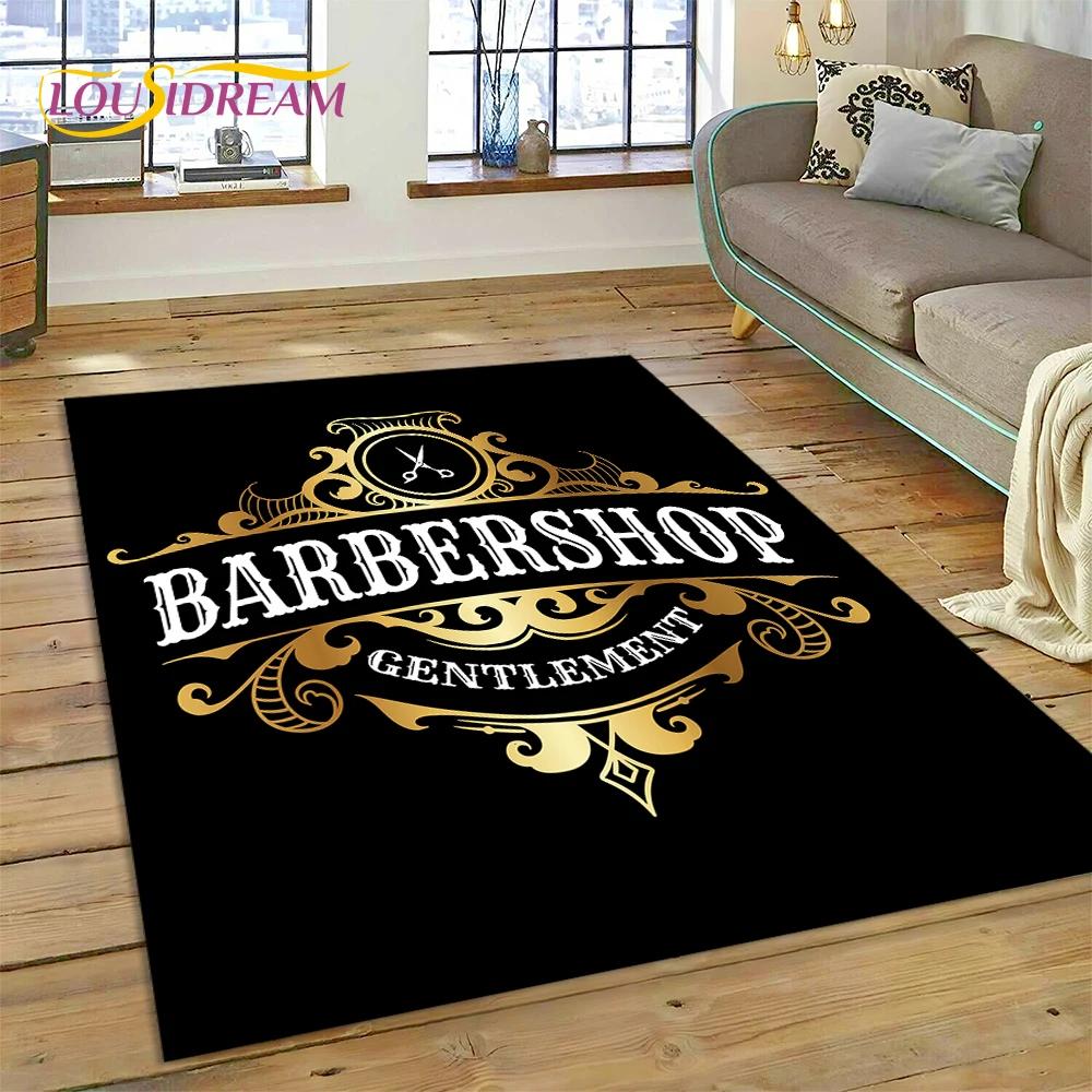 Модный логотип парикмахерской Череп Винтажный ковер-циновка для спальни, гостиной, дома, украшение для дивана, большой игровой коврик для ребенка