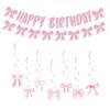 Bow Theme Happy Birthday Banner Paper Backdrop Decor New Hanging Garland  Party Supplies