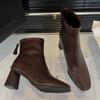 Модные женские ботильоны на толстом каблуке 2025 Дизайнерская элегантная обувь Модные туфли-лодочки Классическая вечеринка Новые тренды Женские ботинки