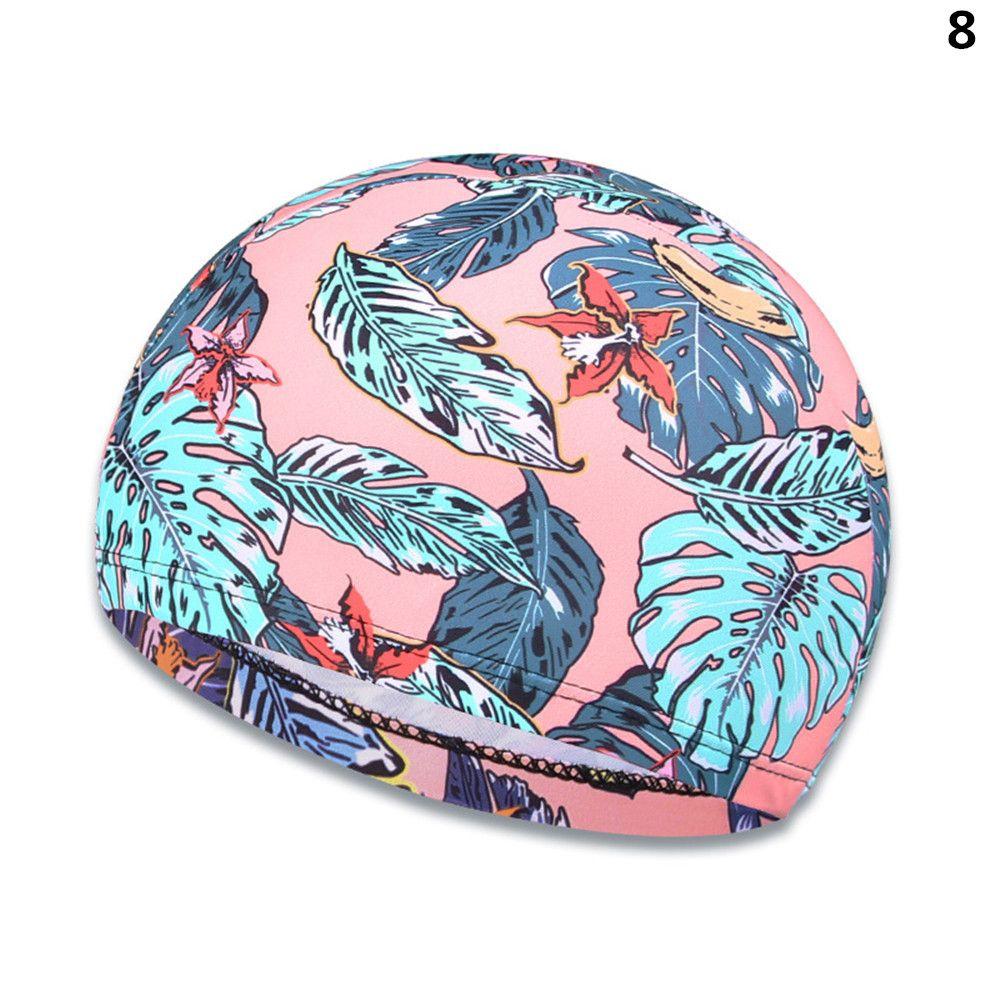 Men Women Elastic Flowers Sports Turban Swimming Cap Quick Dry Bathing Hat