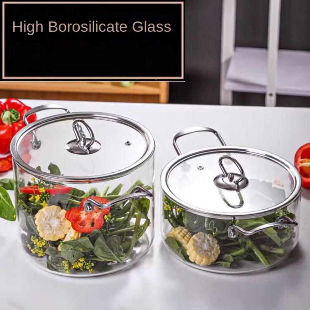 Heat Resistant Clear Cooking Pot Stainless Steel Glass Soup Pot Kitchen Cooking Tools