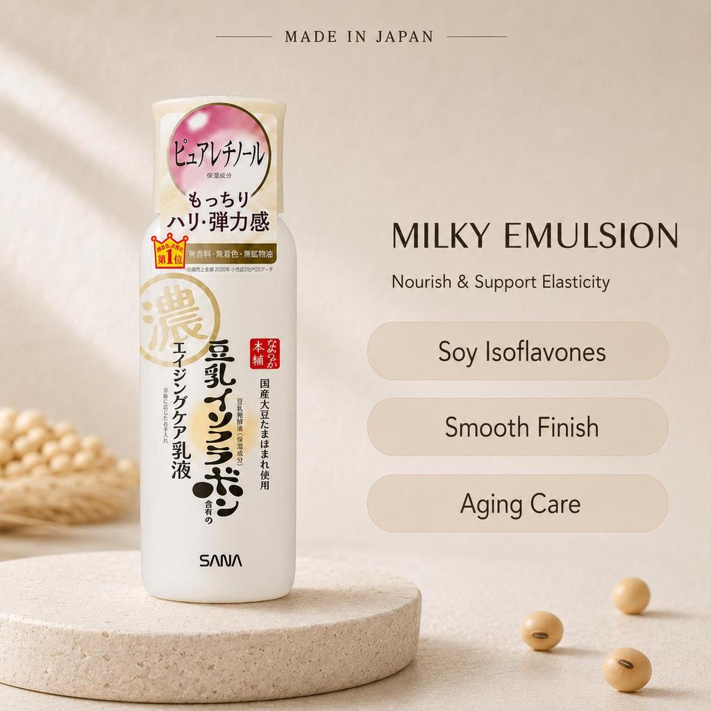 SANA Nameraka Honpo Wrinkle Emulsion N Антивозрастная питательная эмульсия с ретинолом и соевым молоком, 150 мл