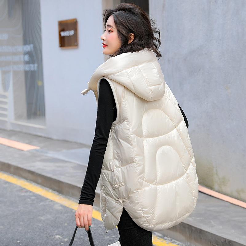 Women Autumn Winter Outwear Thicken Waistcoat Cotton Padded Hooded Sleeveless Jacket Coat Vest