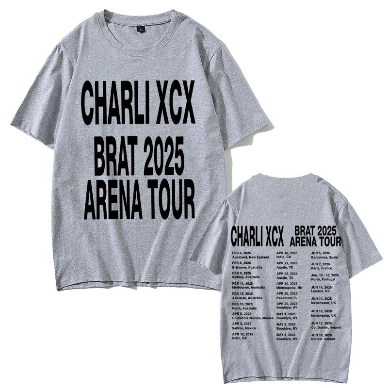 Charli Xcx Brat 2025 Арена Тур Футболки Унисекс Женская Мода Поп Музыка Футболки Хлопок Оверсайз Короткий Рукав Футболка Уличная Одежда