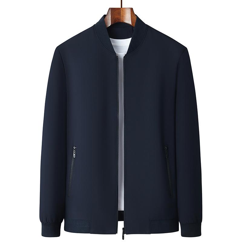 Весной популярные деловые куртки для молодых и средних мужчин, готовые однотонные мужские куртки с воротником-стойкой и застежкой-молнией для мужчин