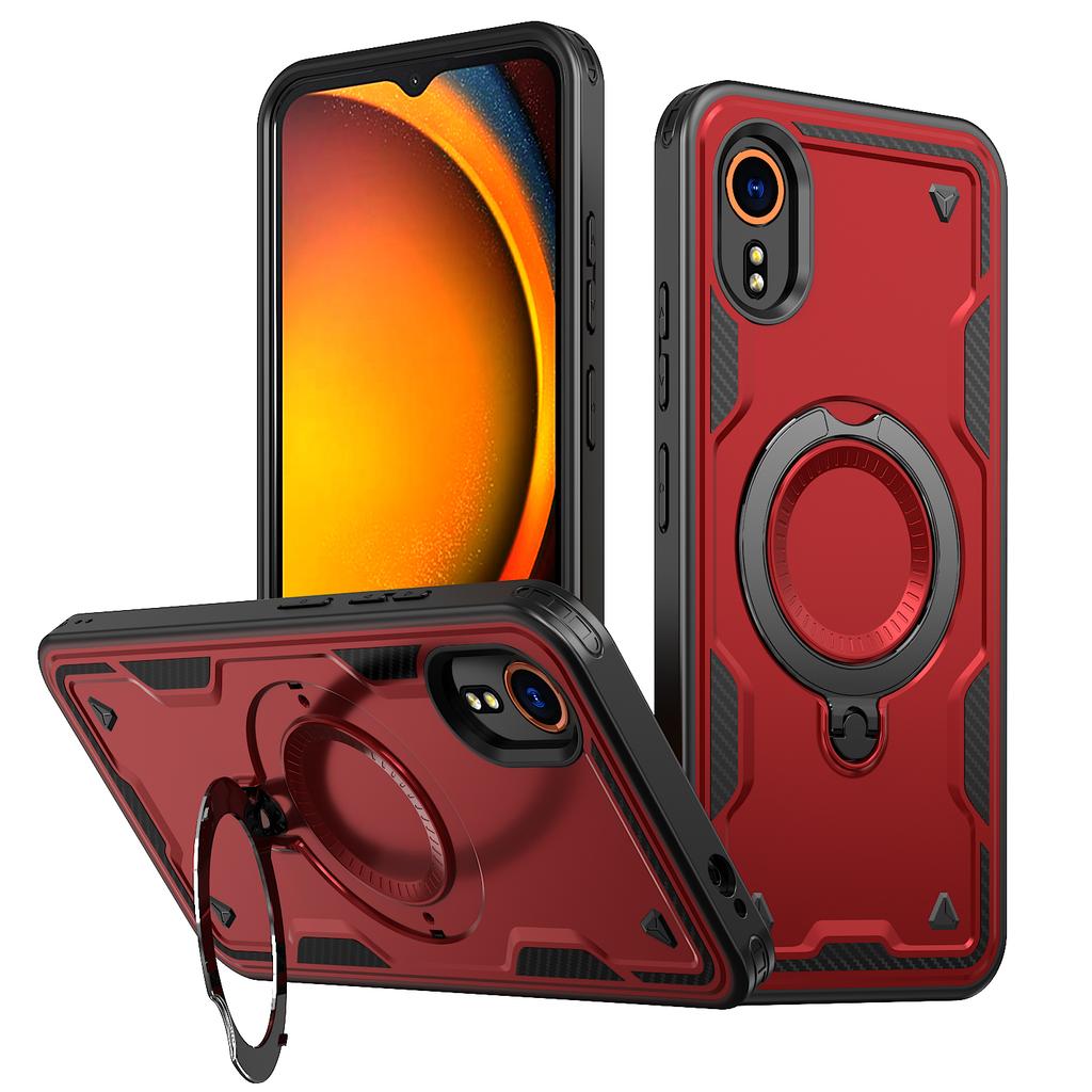 Чехол для Samsung Galaxy Xcover 7 Бронированный Противоударный Вращающийся на 360° Магнитный Металлический Держатель-Подставка TPU Рамка Жесткий Пластиковый Чехол для Телефона