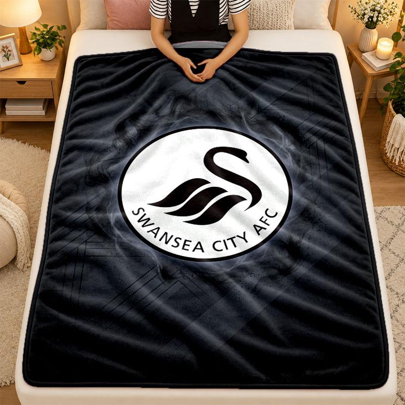 Flannel BlanketSwansea City Warm Soft Throw Blanket for Indoor Sofa Bed Living Room Use