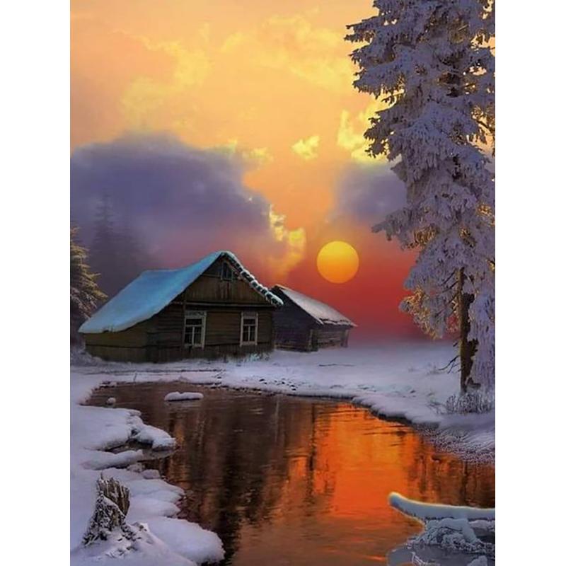 5D DIY алмазная живопись снег зимний пейзаж горный хрусталь художественная картина полная алмазная вышивка мозаика украшение дома Подарочный комплект