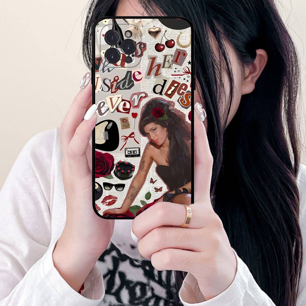 Чехол для телефона Amy Winehouse 'Красивая женщина' Для iPhone 16 15 17 13 14 12 11 Pro Max Plus Черный корпус