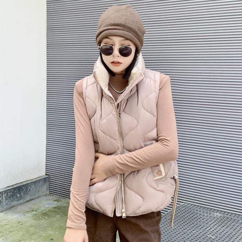 Женское осенне-зимнее пальто с воротником-стойкой, однотонное пальто без рукавов с большим карманом на молнии, свободный теплый хлопковый жилет