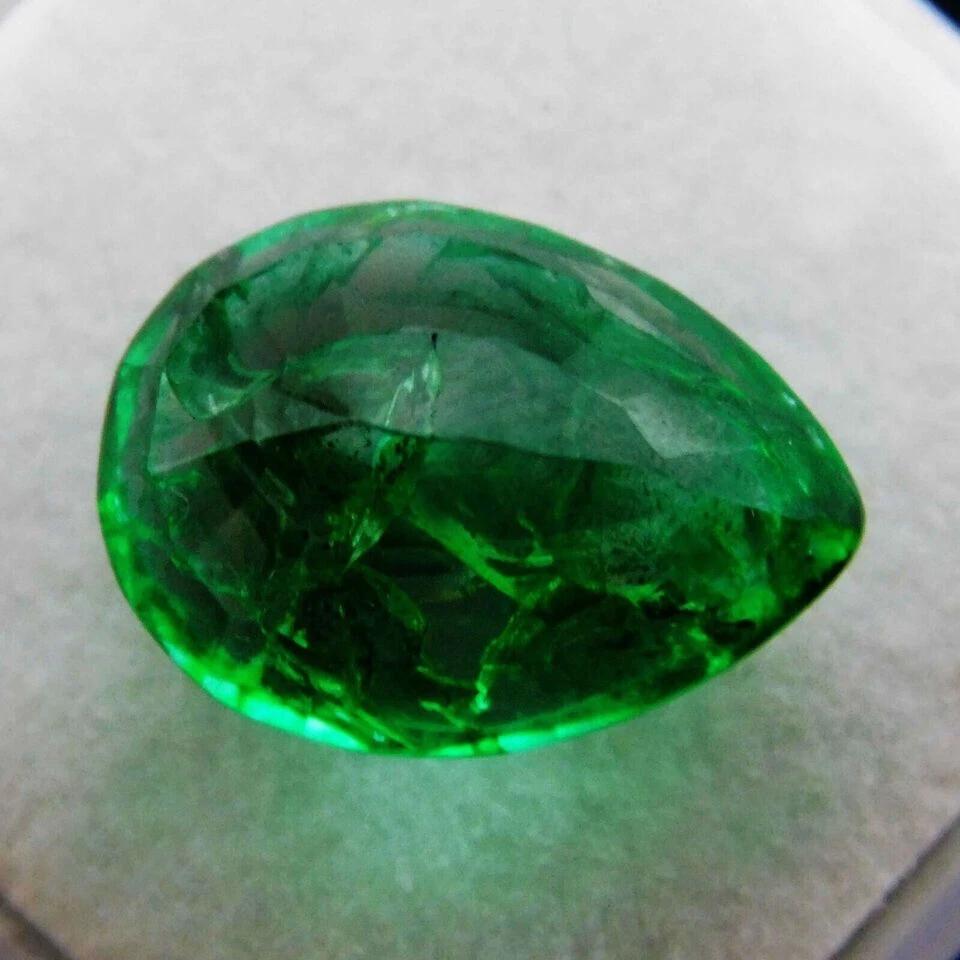 Certified Natural Green Colombian Emerald Pear Cut 9+ Ct Stunning Gemstone