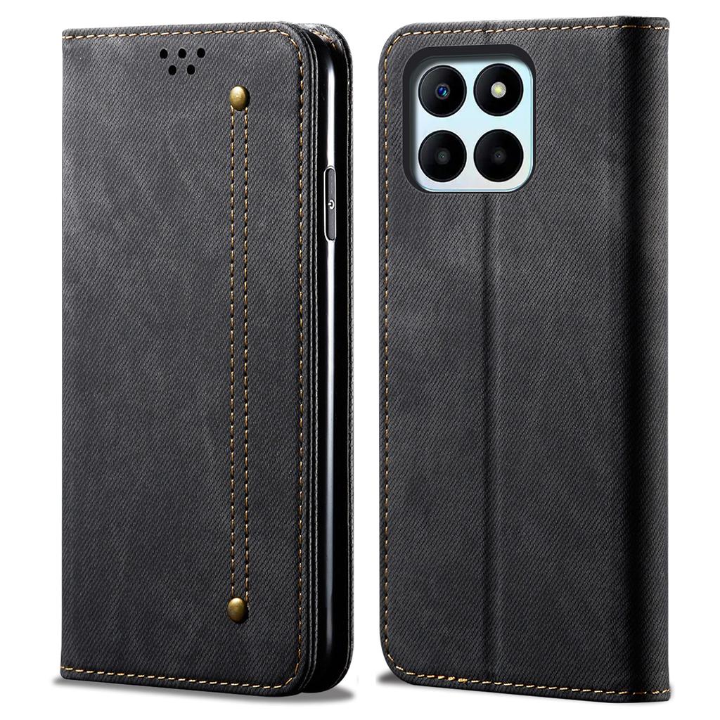 For Honor X8b 4G Case Collection Leather Folio Wallet Phone Cover Jeans Cloth Texture