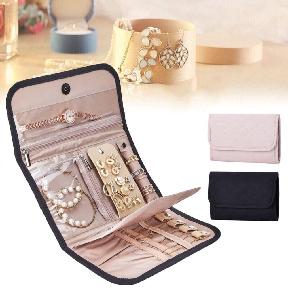 Foldable Jewellery Storage Bag with Zipper Jewelry Case  for Rings/Necklace/Earrings