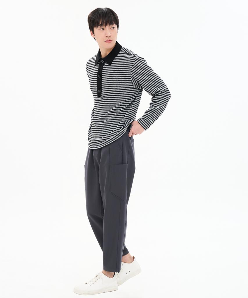 CUSTOMUS Men'S Modified Pocket Cut-Out Baggy Fit Full E-Elastic Waist Crotch Slacks Cxs26Swpt210 Gry