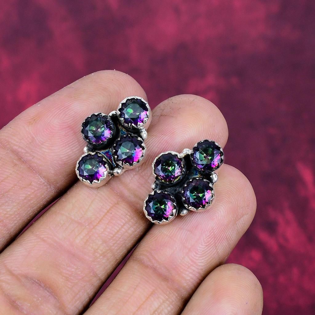 Украшения с мистическим топазом, серьги из стерлингового серебра 925 пробы, украшения ручной работы, украшения с драгоценными камнями для женщин