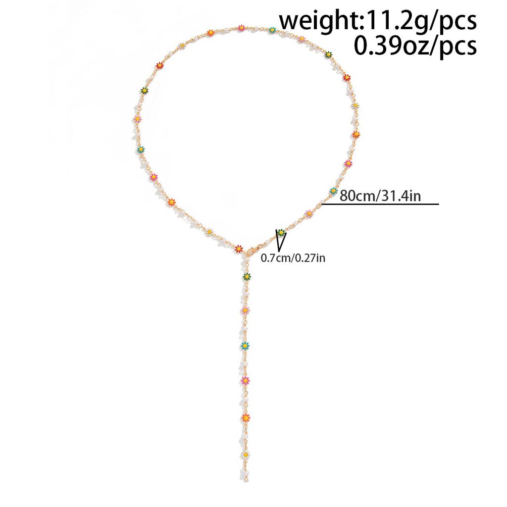 Красочное Y-образное ожерелье-цепочка «Дейзи», Милая трехмерная металлическая медная цепочка на ключицу