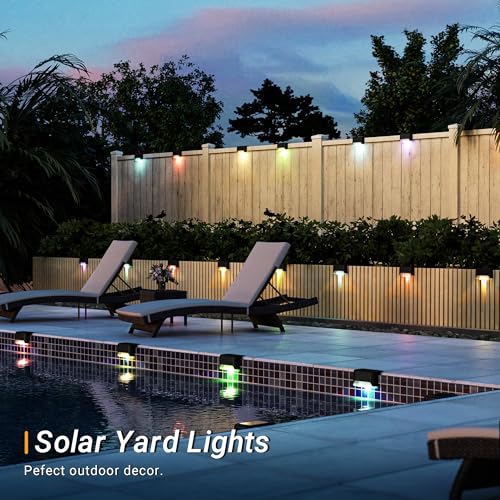 Solar Deck Lights: 8 Pack Waterproof LED Solar Powered Step Illumination - Latest Design Pool Side Lights for Stairs, Fence, Outdoor Deck Lighting