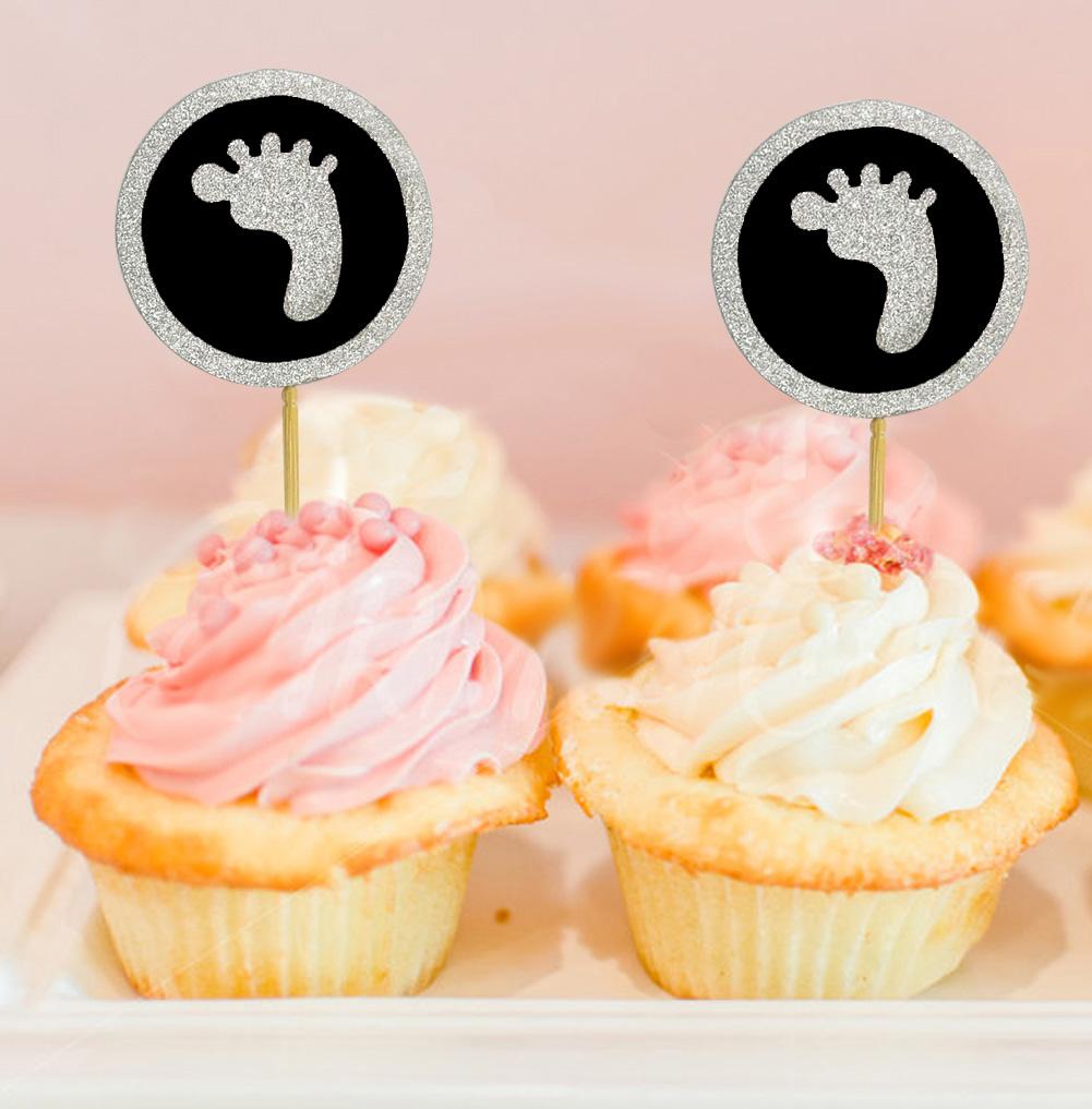 Дарлинг Сувенир| Блеск Baby Foot Baby Shower Toppers для капкейков | Десертные украшения - упаковка