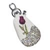 Flower Flower Remote Key Bag Leather Crystal  Keychains Key Cover  Car Accessories