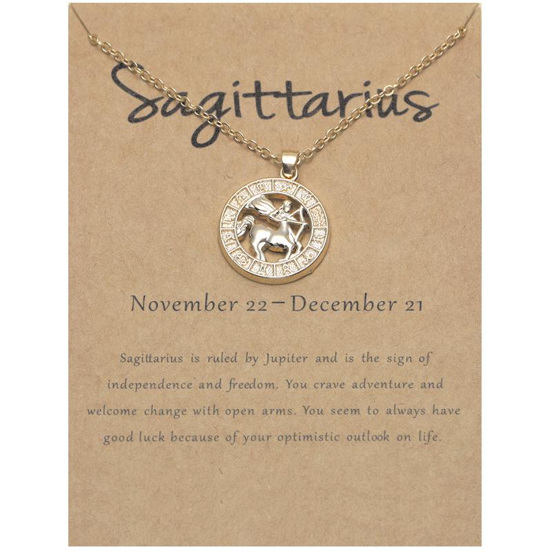 12 Zodiac Signs 3D Image Pendant Necklace Ins In Stock Zodiac Card Collarbone Chain
