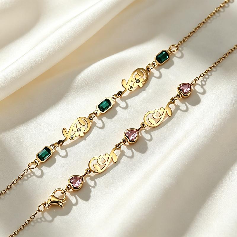 SA Jewelry New Stainless Steel 18K Gold Colored Cubic Zircon Chain Link Bracelet Trendy Minimalist Design Women's Fashion