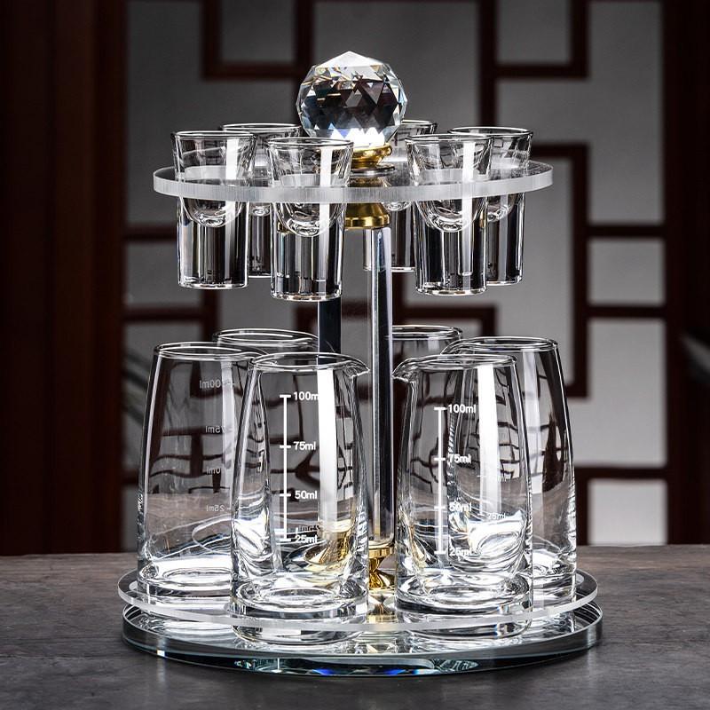 Elegant Crystal Glass Shot Cups Decanter Set With Graduated Markings Home Whiskey Baijiu Or Spirits Serving