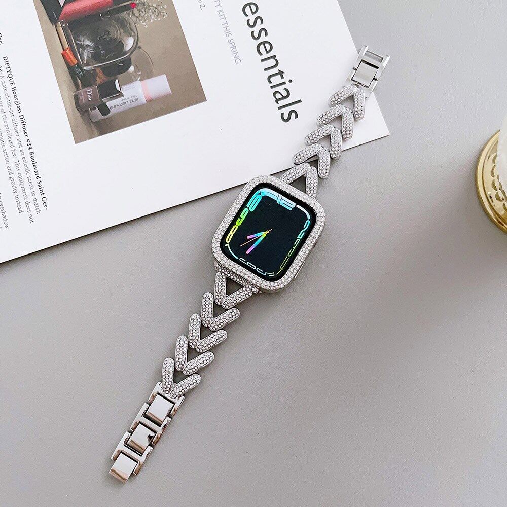Ремешок для Apple Watch ultra 2, чехол для ремешка i Watch Series 10 9 8 7 6 5 4 3 42 мм 46 мм 41 мм 45 мм 49 мм, металлический браслет на замену для женщин