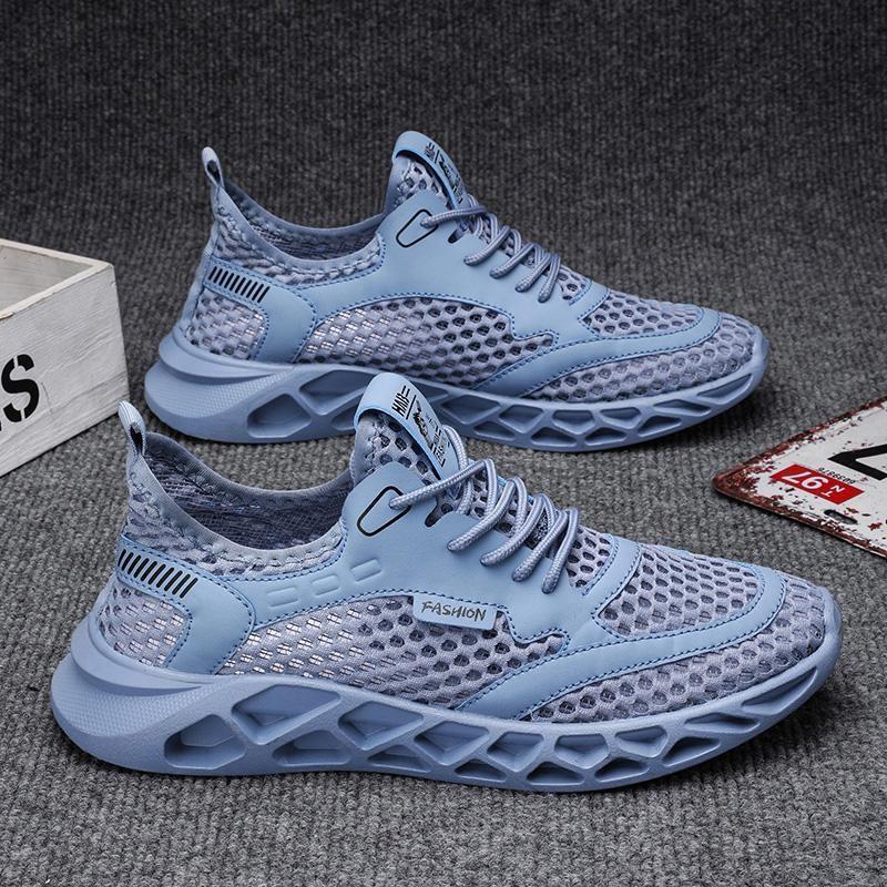 Мужская обувь лето новая полая дышащая сетчатая обувь низкий верх молодые студенты бег модный тренд повседневная спортивная обувь