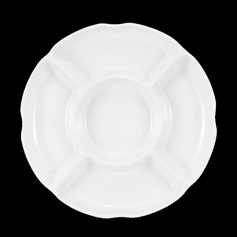 Xiyi Melamine White 5-Compartment Serving Plate