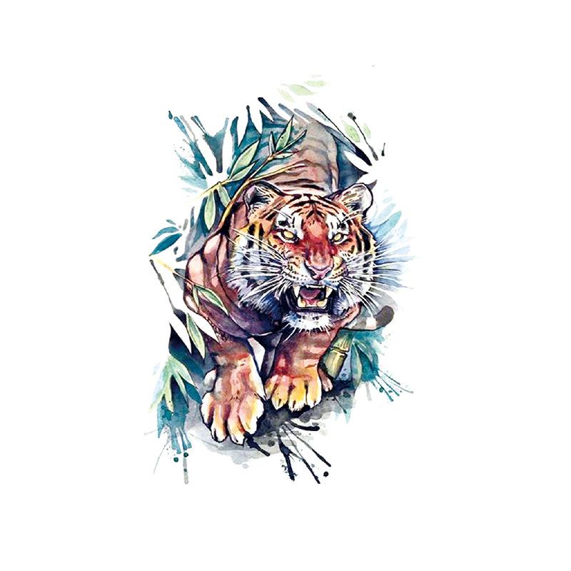 Голова тигра, голова волка, элемент татуировки, акварель, 3D, переносимый на воду, большой набор рисунков, водонепроницаемая наклейка для татуировки