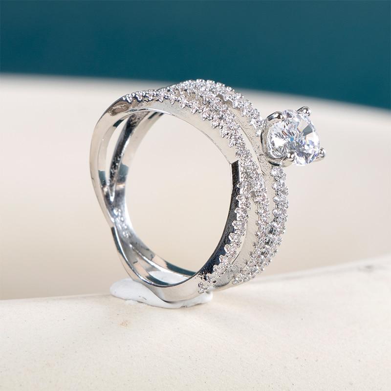 BELLA BOX Женское обручальное кольцо с красивым геометрическим узором и романтическим пасьянсом с микропрокладкой, женское кольцо