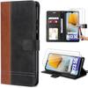 Case for Samsung Galaxy M23 5G with 2 Tempered Glasses - Shockproof PU Leather Case Brown-Black