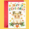 10PCS Cute Cartoon Christmas Greeting Cards Set with Envelopes, Large Size Hand-drawn Xmas Cards for Holiday Wishes & Gifts