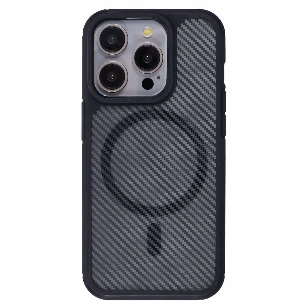 For iPhone 15 Pro Case Compatible with MagSafe Carbon Fiber TPU+PC Anti-Drop Phone Cover