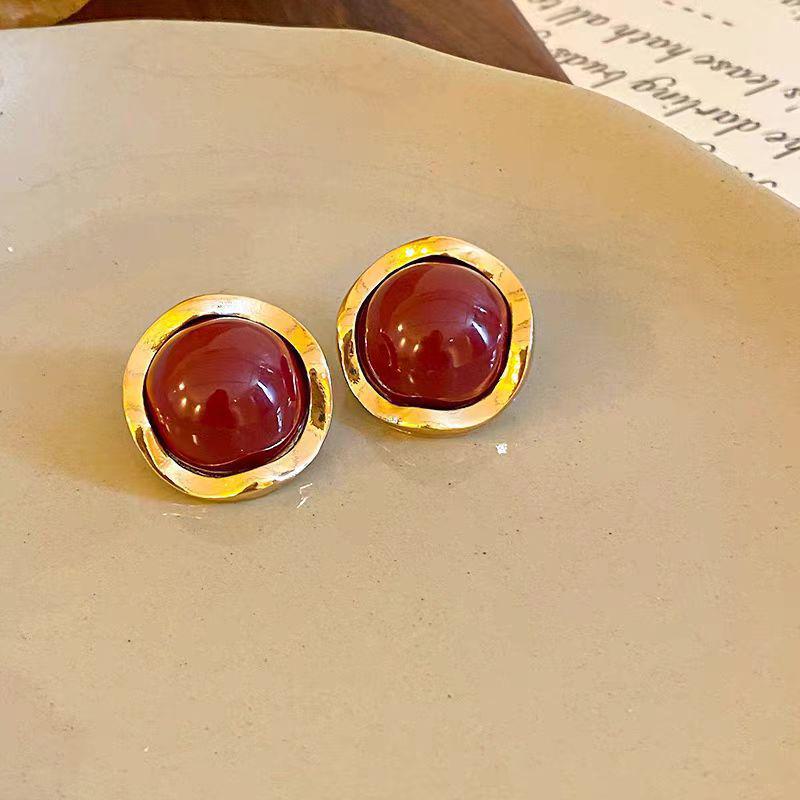 Элегантные кружевные серьги Ankola с красным жемчугом