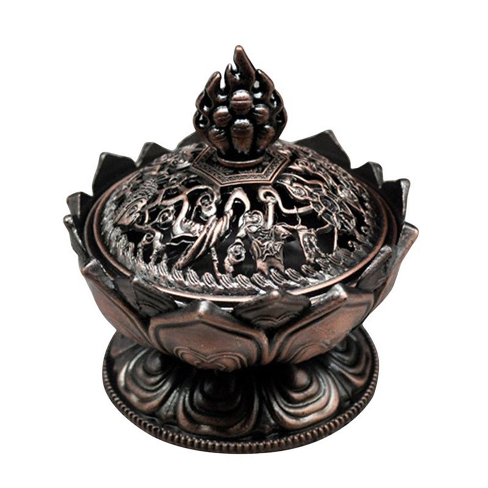 Lotus Flower Incense Burner Buddhism Buddha Holder Brass Mini Sandalwood Censer Incense Metal Craft Home Decoration