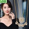 New Micro -Encrusted Zircon Heart -To -Heart Female Opening And Closing Four -Leaf Clover Necklace Fashion Love Folding Creative Collarbone Chain