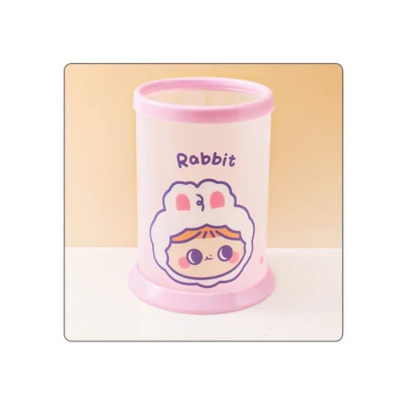 1 шт. Kawaii круглый держатель для ручек офисные канцелярские принадлежности пластиковый настольный органайзер милый органайзер для хранения школьные принадлежности для детей съемный