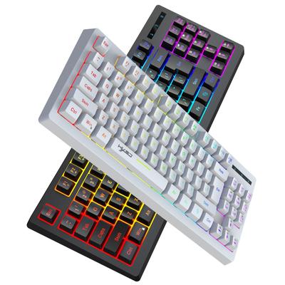 Портативная 87-клавишная 2,4G беспроводная механическая клавиатура RGB подсветка Индикаторная подсветка Игровая клавиатура для офиса Ноутбука Девочки Мальчика