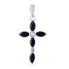 Серебряный крестик с сапфиром (2107026)