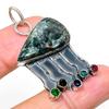 Natural Seraphinite, Diopside Gemstone 925 Sterling Silver Pendant 1.85" F8F06