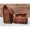 Leather Motorcycle Combo 3 Bags Saddle Pouch Bags Panniers Fork Bag Side Luggage