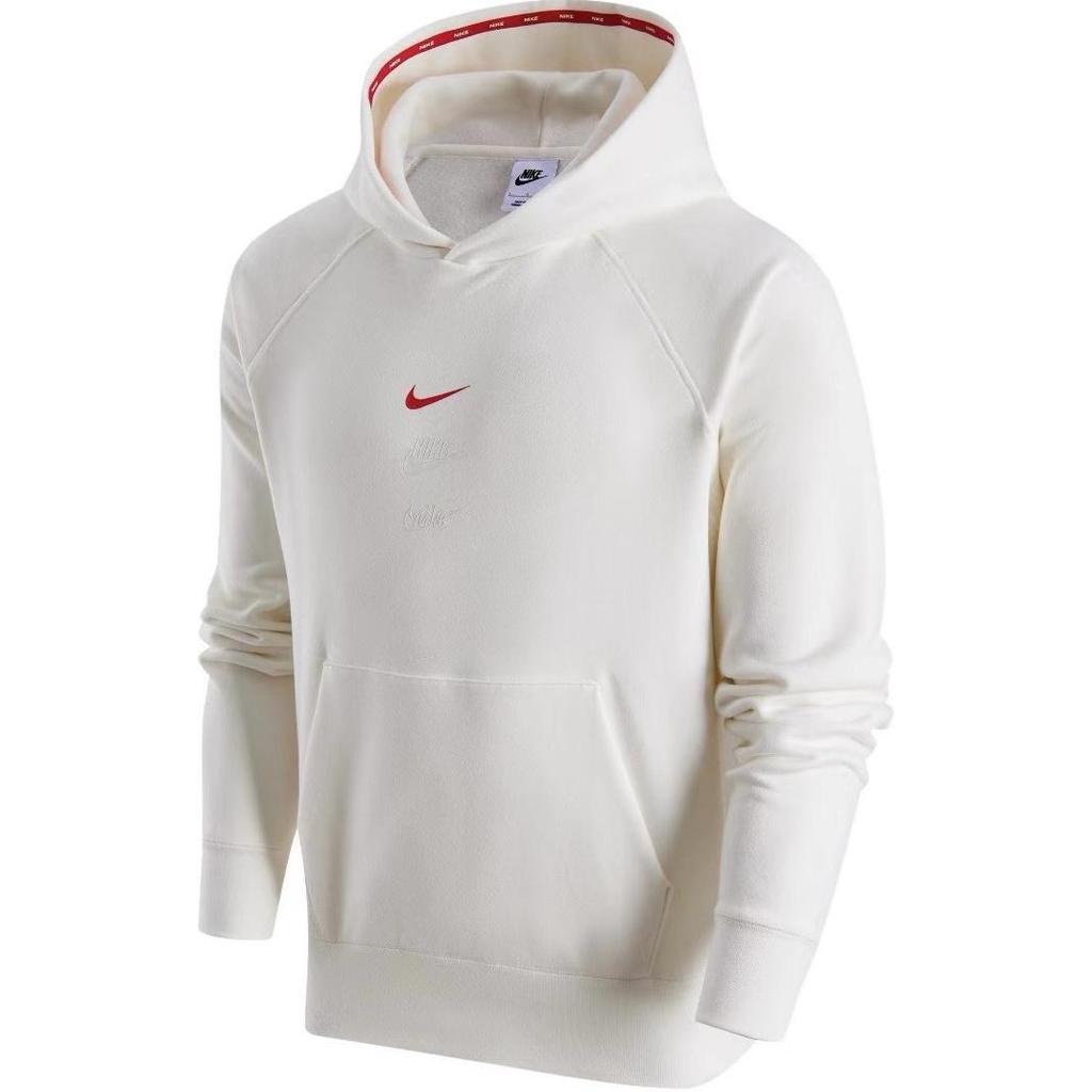 Nike Худи из флиса с логотипом серии «Танец дракона» к Новому году и узором льва для мужчин, цвет парусиновый белый FZ6373-133(TEAM378-GCST-X1)