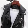 PU Leather Waistcoat Women Motorcycle Zippers Vest Coat Sleeveless Pockets Vests Large Size Tops