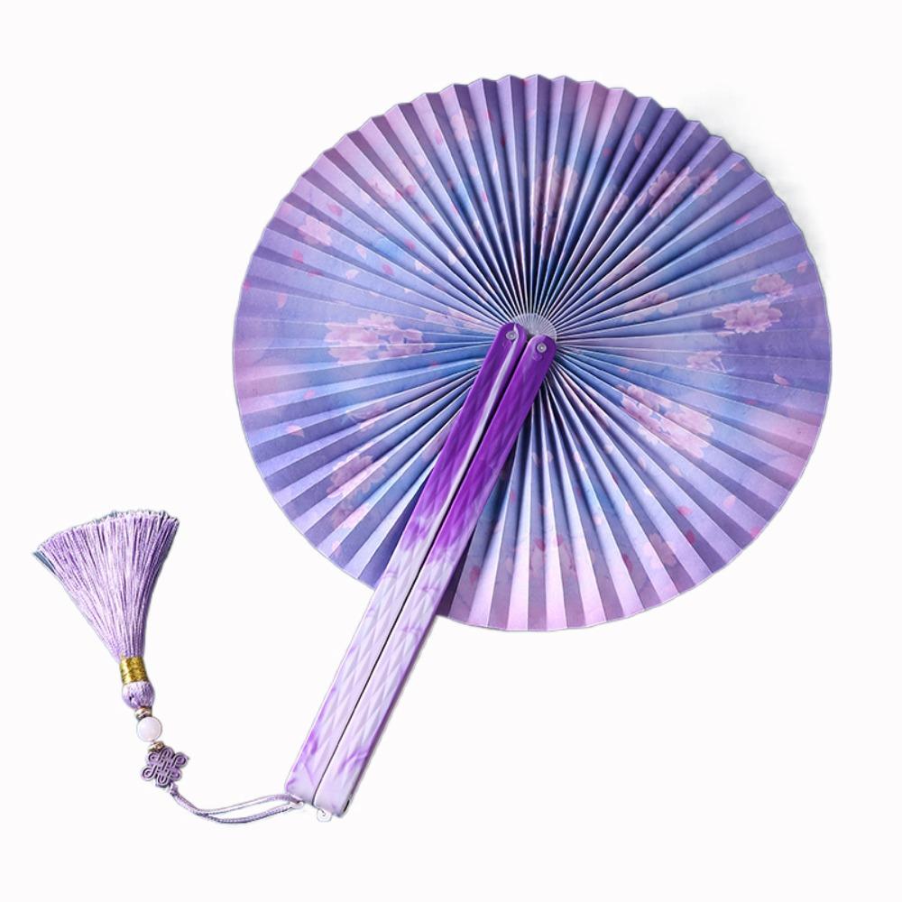 Винтажный круглый бумажный веер с цветочным узором, веер в китайском стиле, складной бумажный веер, реквизит для фотографии