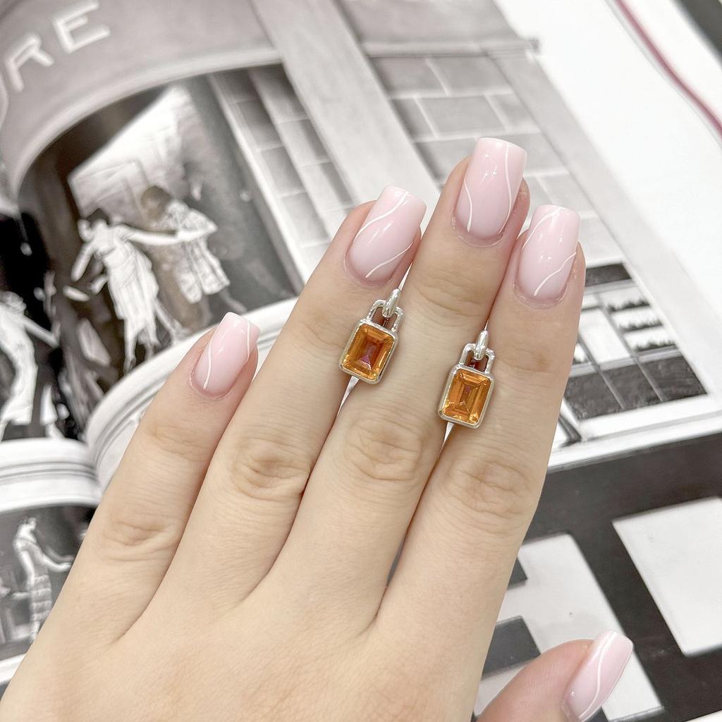 Серебряные серьги с Натуральным золотим кварцем 3.45ct (2165835)