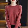 Women Sweater Solid Color Round Neck Long Sleeve Slim Fit Top Casual Autumn Winter Knitting Tops Travel Daily Wear