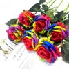 5Pcs Silk Rose Bouquet Gradient Color Roses Artificial Flowers Realistic Single Stem Flowers for Wedding Party Office Home Decor