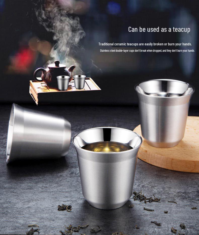 Скандинавский стиль 304 Нержавеющая сталь Двойные стенки Термокружка: 86 мл Кофе, 160 мл Чай/Вино, Детская кружка